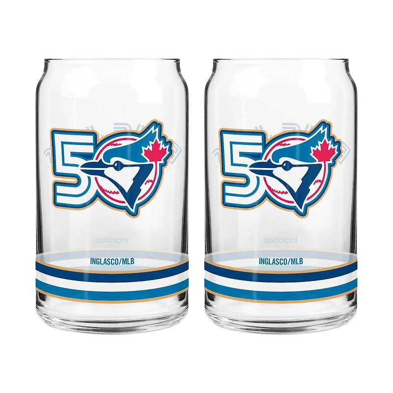Ensemble de deux verres à canette de 473 ml (16 oz) commémorant la 50e saison des Blue Jays de Toronto