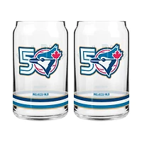Ensemble de deux verres à canette de 473 ml (16 oz) commémorant la 50e saison des Blue Jays de Toronto