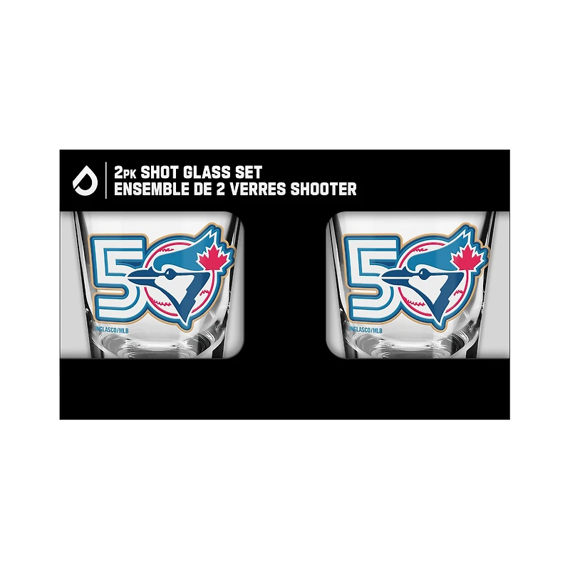 Ensemble de deux verres à liqueur de 6 cl (2 oz) des Blue Jays de Toronto, 50e saison