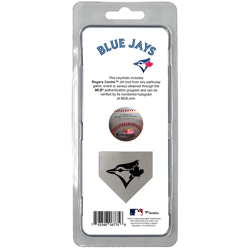 Porte-clés en terre des Blue Jays de Toronto - Rempli de terre utilisée lors d'un match à domicile