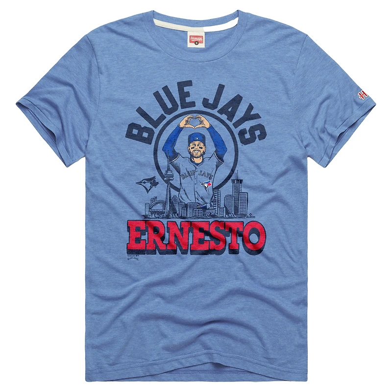 Unisex Homage Ernie Clement Light Blue Toronto Jays Ernesto Tri-Blend T-Shirt
