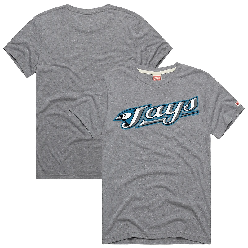 Unisex Homage Gray Toronto Blue Jays Jersey Logo Tri-Blend T-Shirt