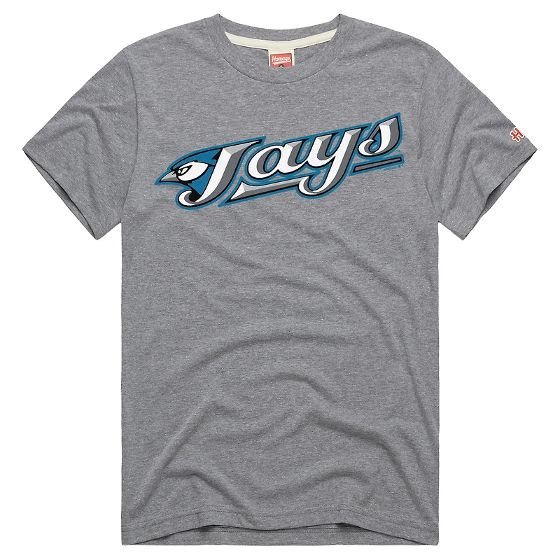 Unisex Homage Gray Toronto Blue Jays Jersey Logo Tri-Blend T-Shirt