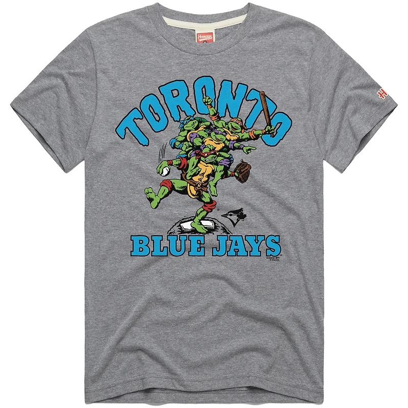 Unisex Homage Gray Toronto Blue Jays Teenage Mutant Ninja Turtles Tri-Blend T-Shirt