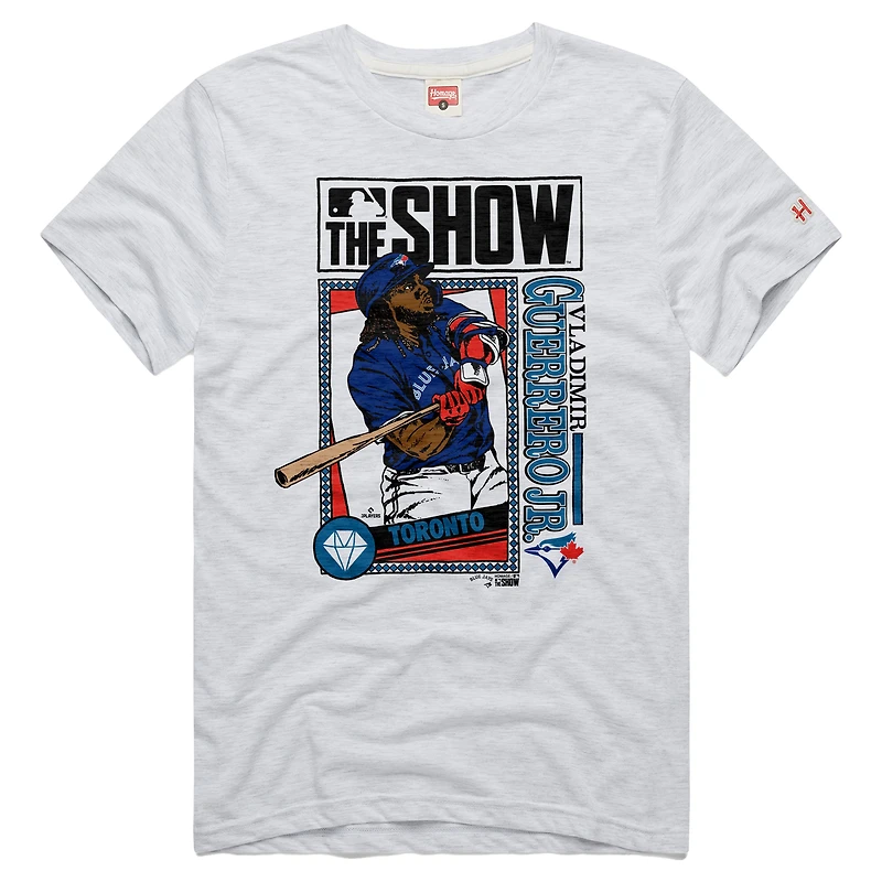 T-shirt unisexe en mélange de trois matières, hommage à Vladimir Guerrero Jr., couleur cendre, Toronto Blue Jays, MLB The Show