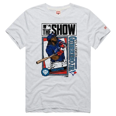 T-shirt unisexe en mélange de trois matières, hommage à Vladimir Guerrero Jr., couleur cendre, Toronto Blue Jays, MLB The Show