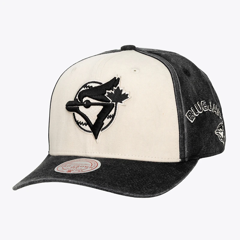 Unisex Mitchell & Ness Cream/Black Toronto Blue Jays Snow Block Pro Crown Adjustable Hat