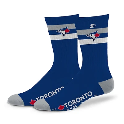 Chaussettes unisexes Starter Toronto Blue Jays Team Color Two-Stripe Crew
