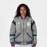 Veste bomber unisexe en denim The Wild Collective Toronto Blue Jays à fermeture éclair intégrale