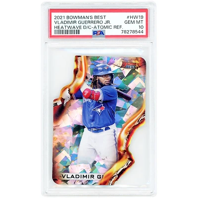 Carte authentifiée PSA 10 authentifiée par Vladimir Guerrero Jr., Blue Jays de Toronto, 2021 Bowman Best Atomic Refractor Heatwave #HW-19