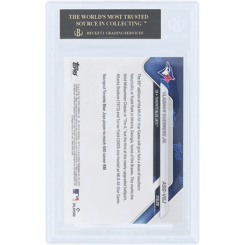 Vladimir Guerrero Jr. Toronto Blue Jays 2025 Topps Now 2025 MLB All-Star Game Selection - AL Black Label #ASG-VGJ BGS Authenticated 10 Card - 10,10,10,10 Subgrades