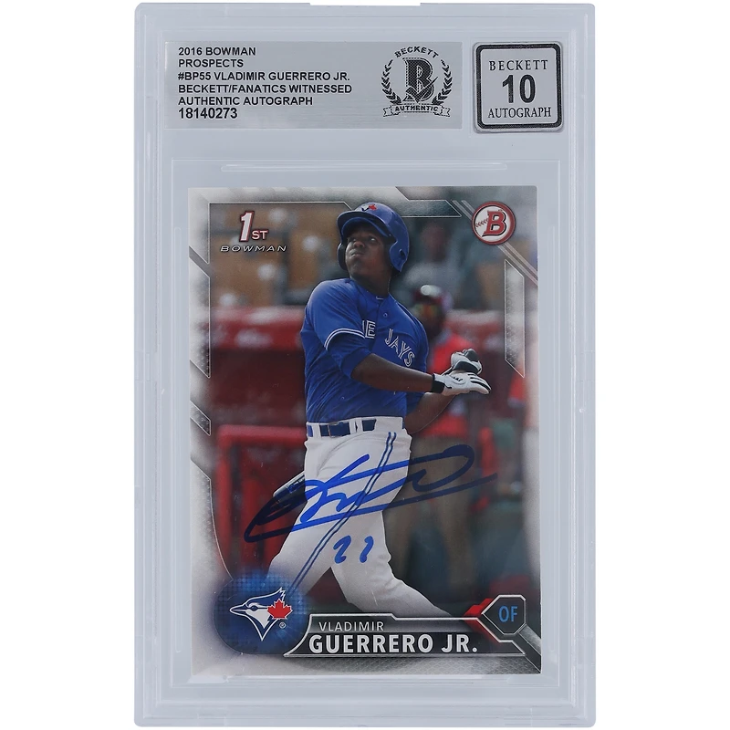 V106832 BluJay Vladimir Guerrero Jr. Toronto Blue Jays Autographié 2016 Bowman Prospects #BP55 Beckett Fanatics Witnessed Authenticated 10 Card Vladimir Guerrero Jr. AUT BWM TRADING CARDS 45839 AUTTRC CA01B01992 #1