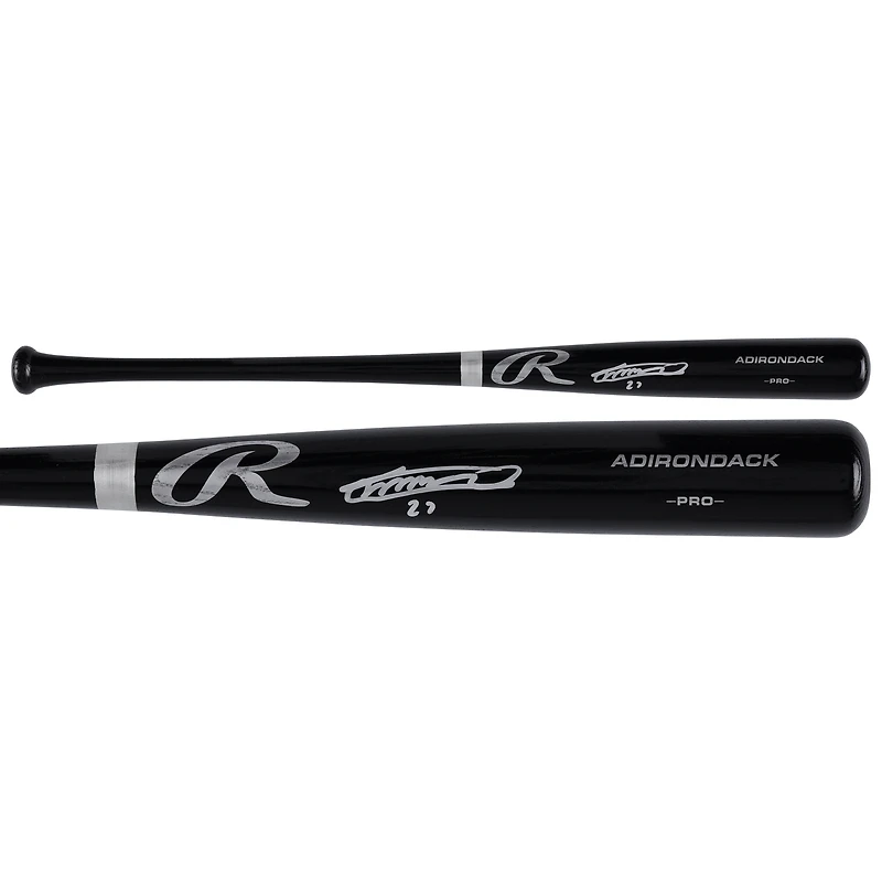 Batte de baseball professionnelle Rawlings noire autographiée par Vladimir Guerrero Jr. des Blue Jays de Toronto