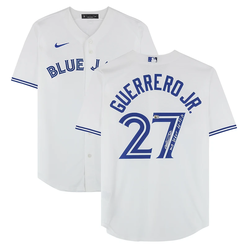 Vladimir Guerrero Jr. Toronto Blue Jays Autographed White Nike Replica Jersey and "MLB Debut 4-26-19" Inscription