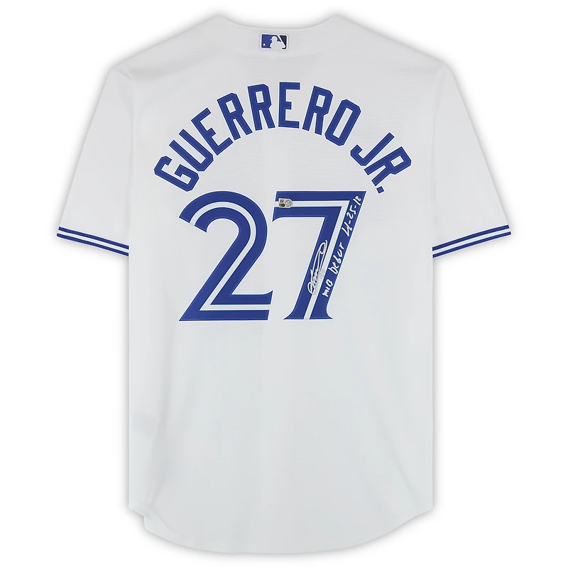 Vladimir Guerrero Jr. Toronto Blue Jays Autographed White Nike Replica Jersey and "MLB Debut 4-26-19" Inscription