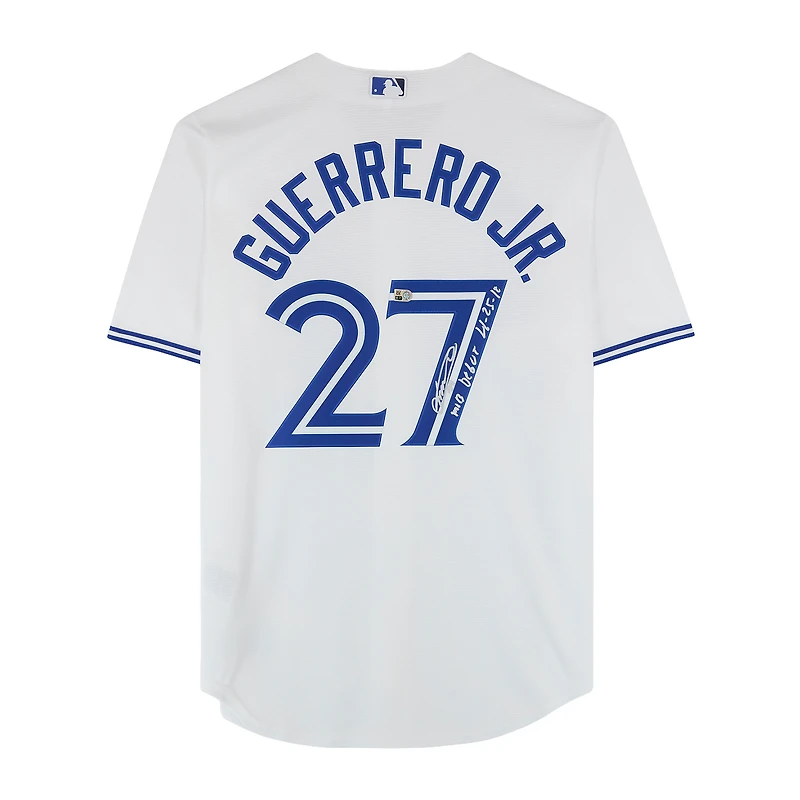Vladimir Guerrero Jr. Toronto Blue Jays Autographed White Nike Replica Jersey and "MLB Debut 4-26-19" Inscription