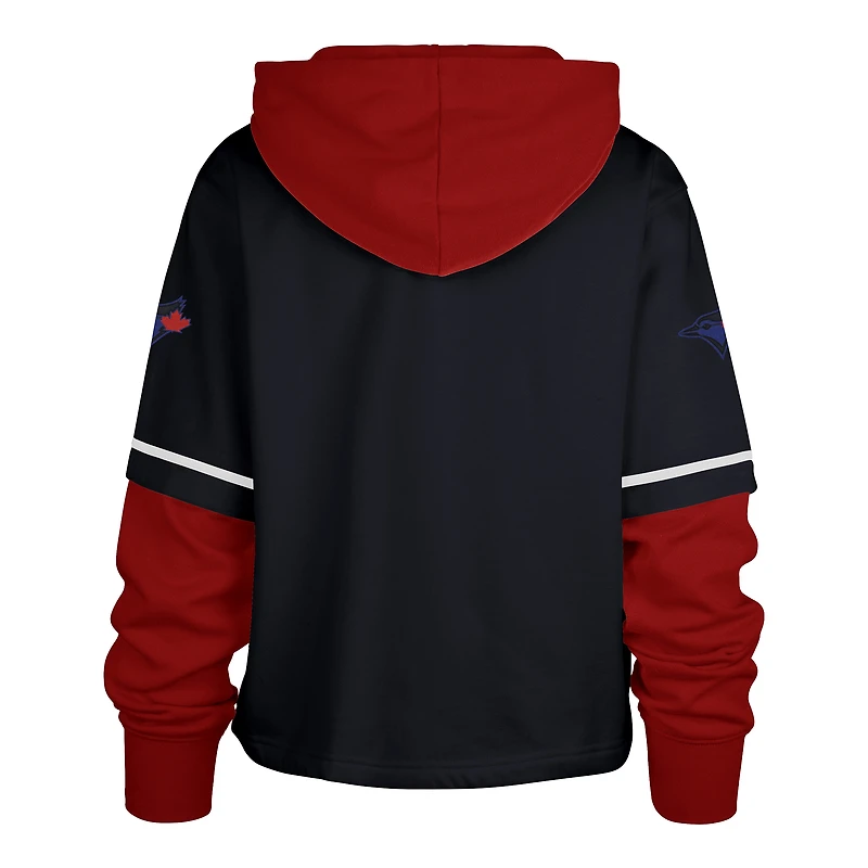 Women's '47  Navy Toronto Blue Jays City Connect Trifecta Cropped Shortstop Pullover Hoodie