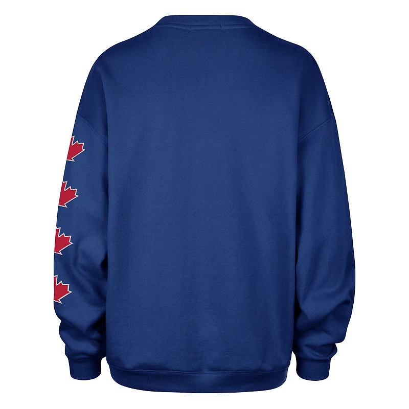 Women's '47  Royal Toronto Blue Jays Go Big Oversized Fleece Crewneck Sweatshirt