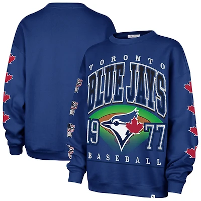 Women's '47  Royal Toronto Blue Jays Go Big Oversized Fleece Crewneck Sweatshirt