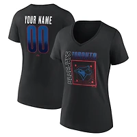 Women's Black Toronto Blue Jays Home Field Pop Personalized Name & Number V-Neck T-Shirt