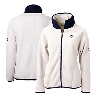 Veste polaire entièrement zippée Cascade Eco Sherpa pour femme, blanche/bleue marine, Cutter & Buck, des Blue Jays de Toronto