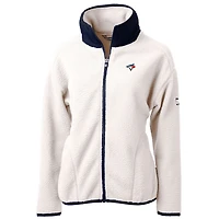 Veste polaire entièrement zippée Cascade Eco Sherpa pour femme, blanche/bleue marine, Cutter & Buck, des Blue Jays de Toronto