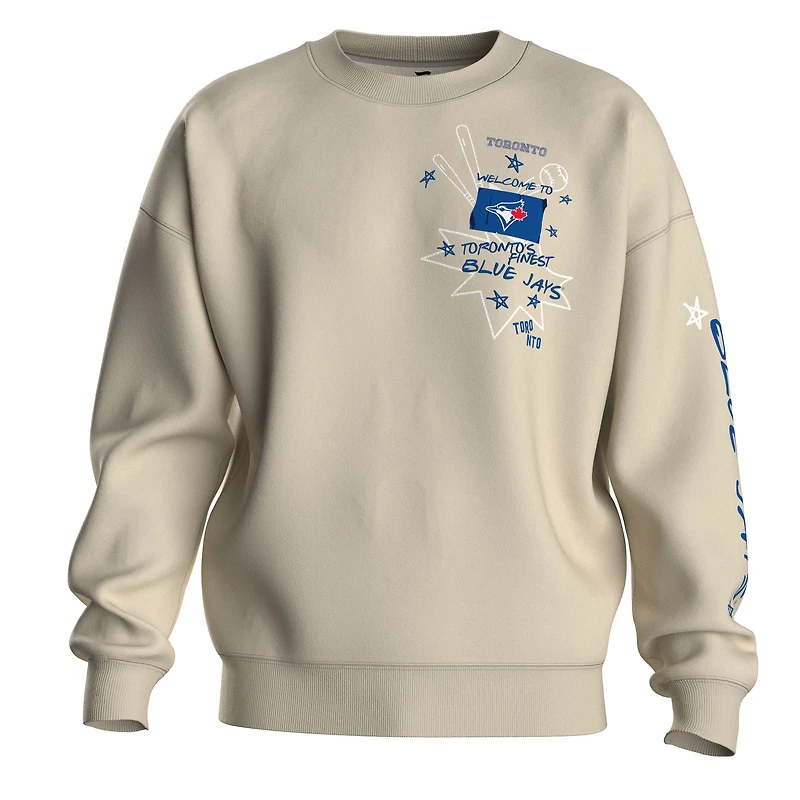 Women's Fanatics Beige Toronto Blue Jays Graffiti Fleece Sweatshirt