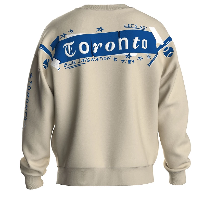 Women's Fanatics Beige Toronto Blue Jays Graffiti Fleece Sweatshirt