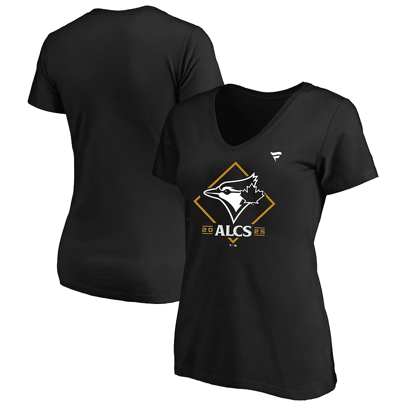 T-shirt noir fanatique pour femmes des Blue Jays de Toronto, champions la série division Ligue américaine 2025, grande taille, vestiaires