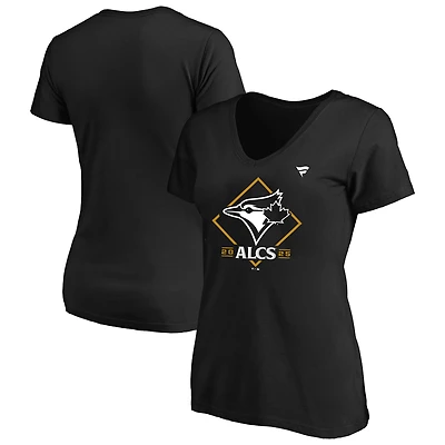 T-shirt noir fanatique pour femmes des Blue Jays de Toronto, champions la série division Ligue américaine 2025, grande taille, vestiaires
