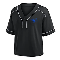 Women's Fanatics Black Toronto Blue Jays Cropped V-Neck Fashion Jersey