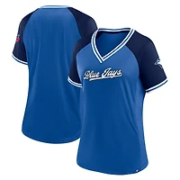 T-shirt à col en V Fanatics Royal Toronto Blue Jays Glitz & Glam League Diva Raglan pour femmes