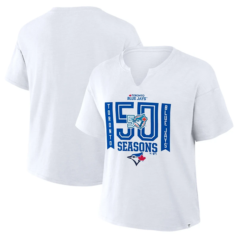 Women's Fanatics White Toronto Blue Jays 50th Season Stadium Notch Neck T-Shirt