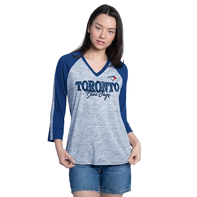 Women's G-III 4Her by Carl Banks Blue Toronto Jays Speed Training 3/4-Sleeve V-Neck T-Shirt
