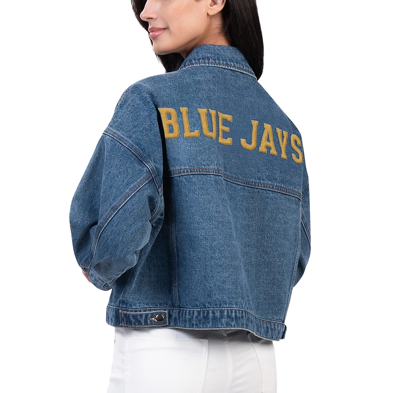 Women's G-III 4Her by Carl Banks Toronto Blue Jays Victory Oversized Button-Up Denim Jacket