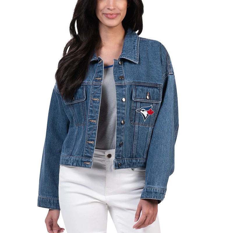 Women's G-III 4Her by Carl Banks Toronto Blue Jays Victory Oversized Button-Up Denim Jacket