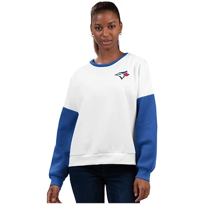 Women's G-III 4Her by Carl Banks White Toronto Blue Jays Colorblock Pullover Sweatshirt