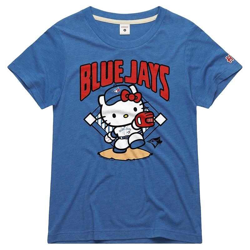 Women's Homage Royal Toronto Blue Jays x Hello Kitty Tri-Blend T-Shirt