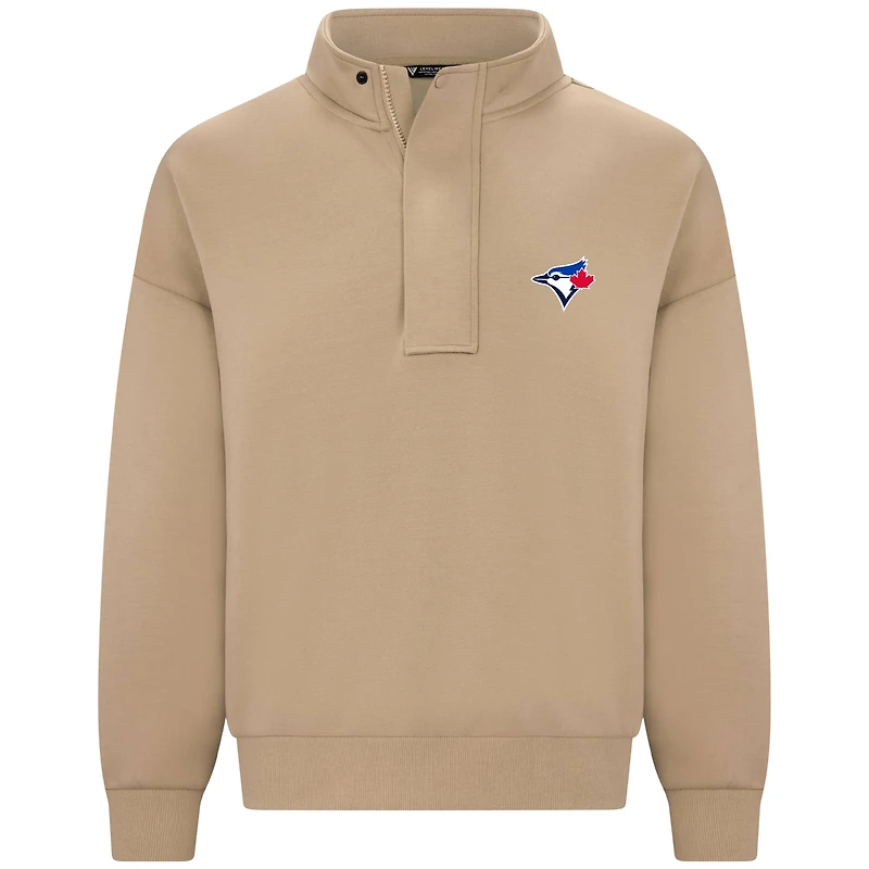 Women's Levelwear Brown Toronto Blue Jays Luxe Signature Tri-Blend Pullover Stein Sweatshirt