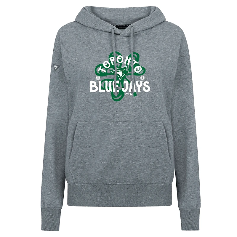 Sweat à capuche gris pour femme avec imprimé trèfle des Blue Jays de Toronto Levelwear la Saint-Patrick