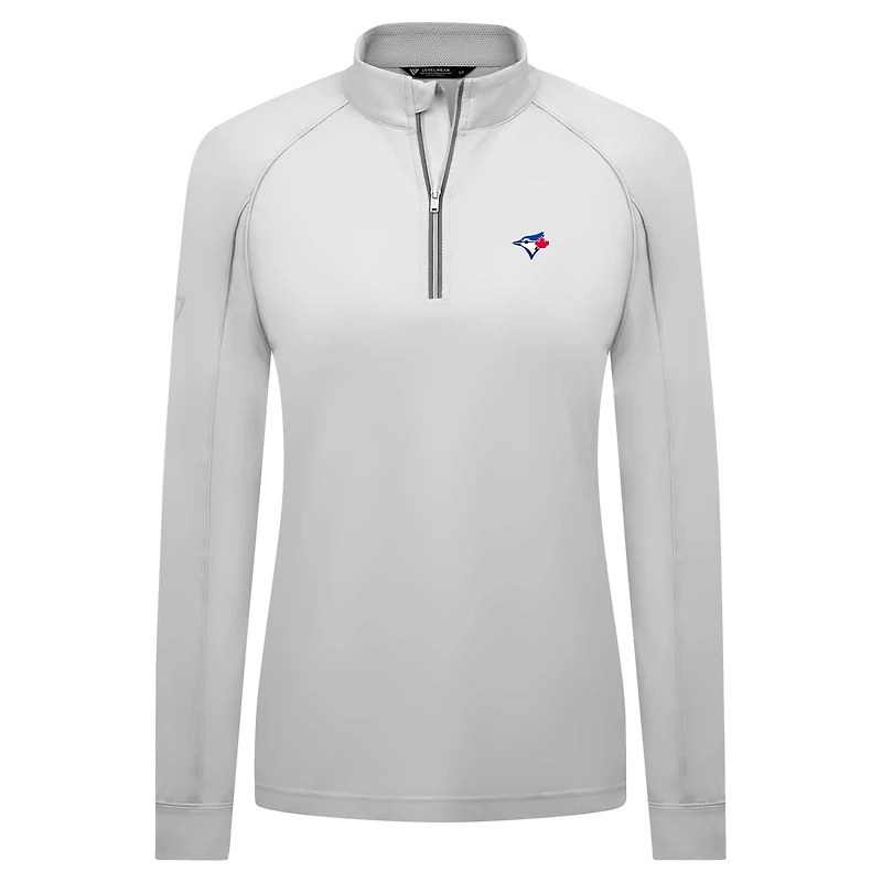 Women's Levelwear White Toronto Blue Jays Kinetic Insignia 2.0 Raglan Quarter-Zip Top