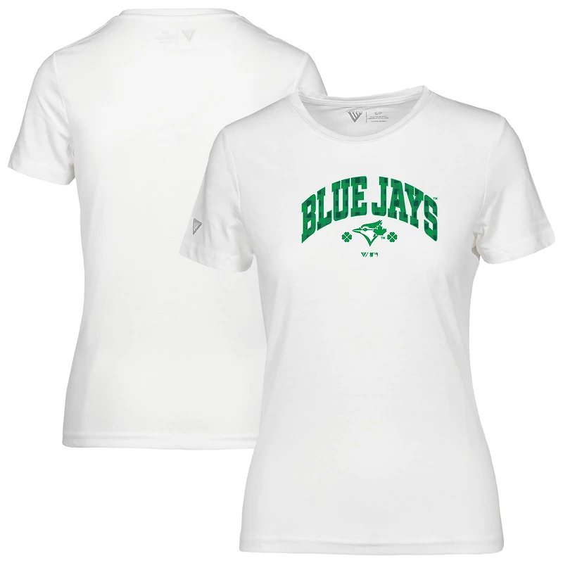 Women's Levelwear White Toronto Blue Jays St. Patrick's Day Maddox Plaid T-Shirt
