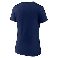 T-shirt de sport à col en V bleu marine avec logo officiel des Blue Jays Toronto pour femmes