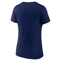 T-shirt à col en V pour femme, bleu marine, logo officiel des Blue Jays de Toronto
