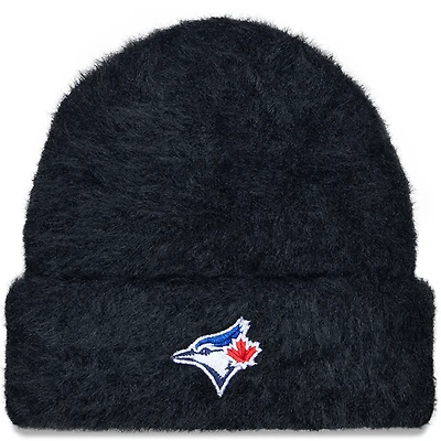 Bonnet en tricot à revers flou des Blue Jays de Toronto New Era pour femme noir