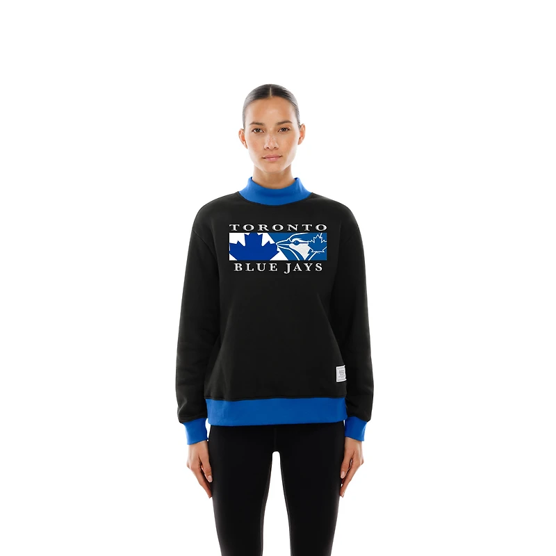 Women's New Era  Black Toronto Blue Jays Upcycled Fleece Mock Neck Sweatshirt