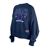 Women's New Era Navy Toronto Blue Jays City Connect Throwback Enzyme Wash Boxy Cropped Sweatshirt