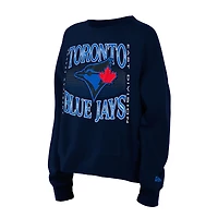 Women's New Era  Navy Toronto Blue Jays Interlock Boxy Pullover Sweatshirt