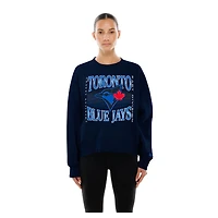 Women's New Era  Navy Toronto Blue Jays Interlock Boxy Pullover Sweatshirt