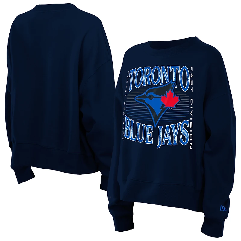 Women's New Era  Navy Toronto Blue Jays Interlock Boxy Pullover Sweatshirt